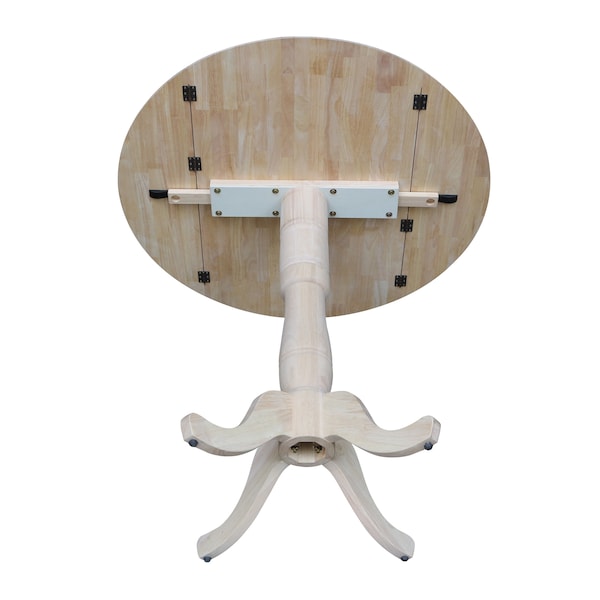 International Concepts Round 42 in Rd Dual Drop Leaf Pedestal Table, 41.5 inH, Unfinished, Ready to Finish, 42 in W, 42 in L - K-42DPT-6B-2