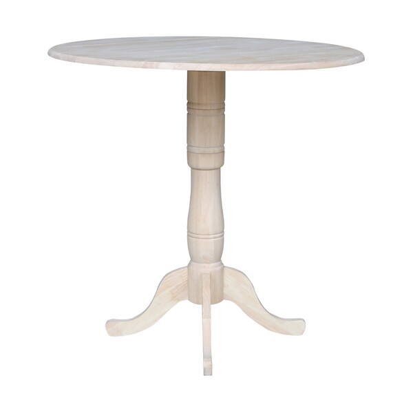 International Concepts Round 42 in Rd Dual Drop Leaf Pedestal Table, 41.5 inH, Unfinished, Ready to Finish, 42 in W, 42 in L - K-42DPT-6B-2