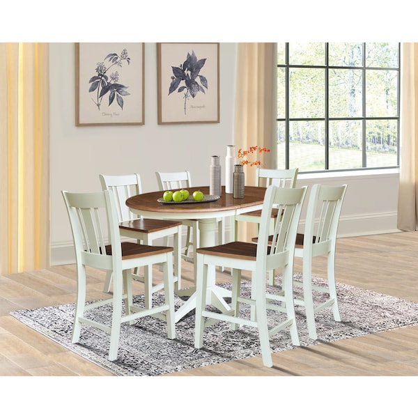 Whitewood Industries Rectangular Extension Dining Table W/ 6 Counter Height Stools, 36 in W, 30.1 in L, 48 in H, 7 - K79-36RXT-27-S102-6