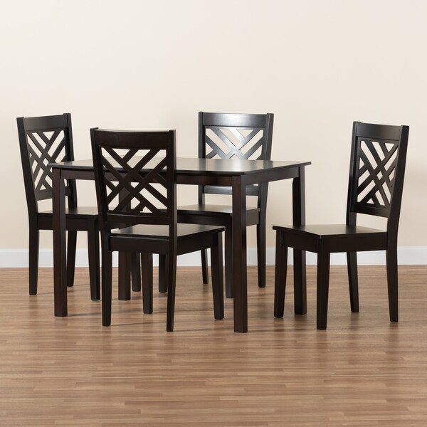 Baxton Studio Ani Modern and Contemporary Dark Brown Finished Wood 5-Piece Dining Set - 183-11430-8026-ZORO