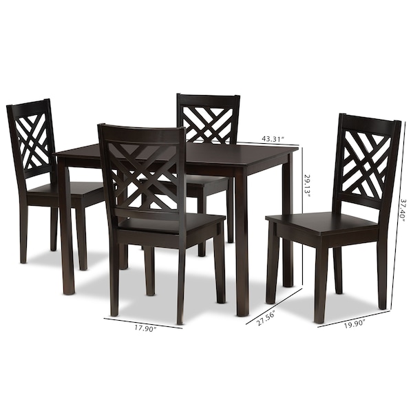 Baxton Studio Ani Modern and Contemporary Dark Brown Finished Wood 5-Piece Dining Set - 183-11430-8026-ZORO