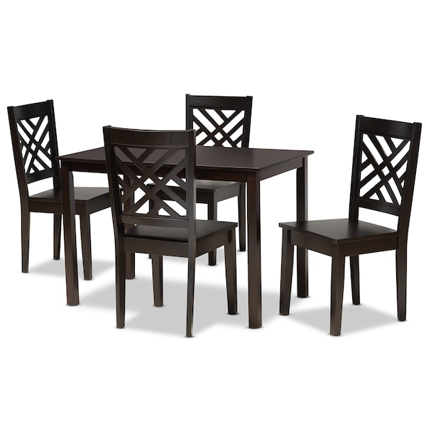 Baxton Studio Ani Modern and Contemporary Dark Brown Finished Wood 5-Piece Dining Set - 183-11430-8026-ZORO