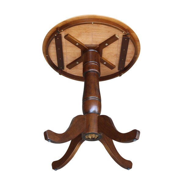 International Concepts Round 30 in Round Top Pedestal Table, 34.9 inH, Cinnamon/Espresso, 30 in W, 30 in L, 35.1 in H - K58-30RT-6B