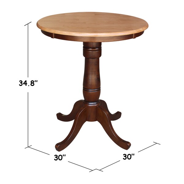 International Concepts Round 30 in Round Top Pedestal Table, 34.9 inH, Cinnamon/Espresso, 30 in W, 30 in L, 35.1 in H - K58-30RT-6B