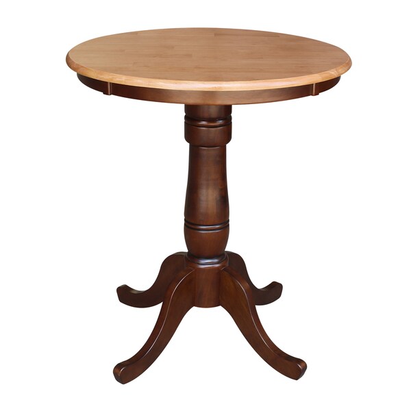 International Concepts Round 30 in Round Top Pedestal Table, 34.9 inH, Cinnamon/Espresso, 30 in W, 30 in L, 35.1 in H - K58-30RT-6B