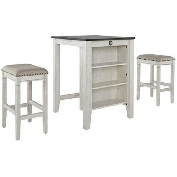Progressive Furniture Progressive Furniture D860-95W Bar & Game Room Table & 2 Stools; Antique White - Pack of 3 - D860-95W