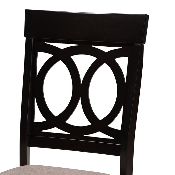 Baxton Studio Lucie Modern and Contemporary Sand Fabric and Dark Brown Finished Wood 7-Piece Dining Set - 174-10537-10519-ZORO