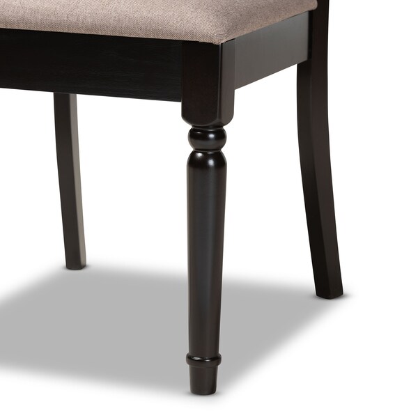 Baxton Studio Lucie Modern and Contemporary Sand Fabric and Dark Brown Finished Wood 7-Piece Dining Set - 174-10537-10519-ZORO