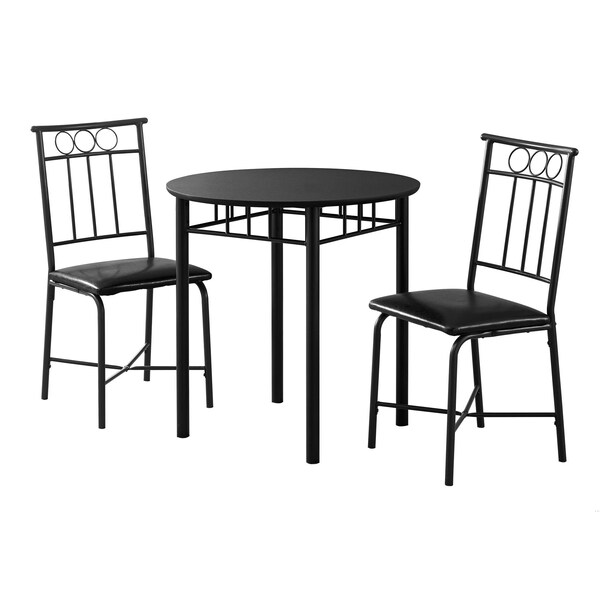 Homeroots 35 in. Black Leather Look Foam & Metal Dining Set 3 Piece - 332564