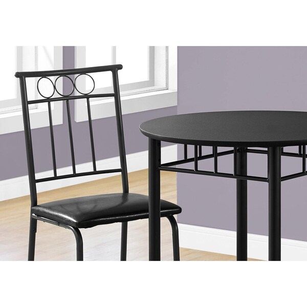 Homeroots 35 in. Black Leather Look Foam & Metal Dining Set 3 Piece - 332564