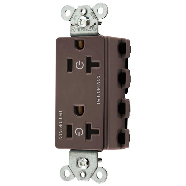 Hubbell Wiring Device-Kellems Straight Blade Devices, Receptacles, Style Line Decorator Duplex, SNAPConnect, Controlled, 20A 125V, 2-Pole 3-Wire Grounding, Nylon, Brown - SNAP2162C2