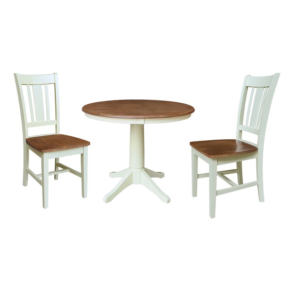 Whitewood Industries Rectangular Fixed Top Table W/ 2 Chairs, 36 in W, 29.9 in L, 36 in H, Parawood, Hickory/Shell, 3 - K79-36RT-27B-C10-2