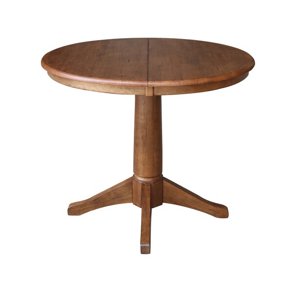 International Concepts Round 36 in Round Extension Dining Table with 2 Chairs, Distressed Oak, 36 in W, 48 in L, 30.1 in H - K42-36RXT-27B-C617-2