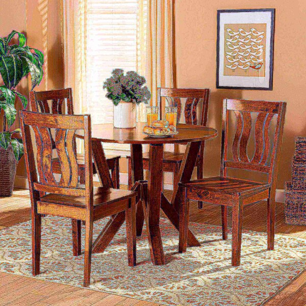 Baxton Studio Noelia Modern and Contemporary Transitional Walnut Brown Finished Wood 5-Piece Dining Set - 177-11379-10899-ZORO