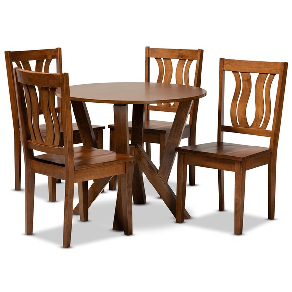 Baxton Studio Noelia Modern and Contemporary Transitional Walnut Brown Finished Wood 5-Piece Dining Set - 177-11379-10899-ZORO