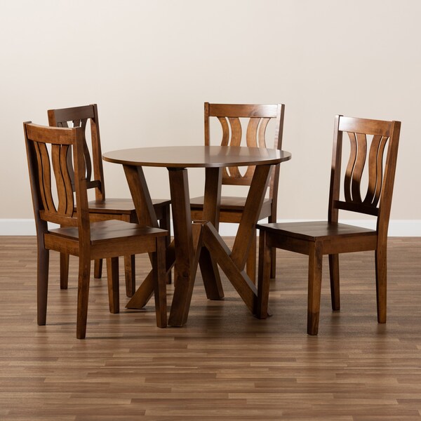 Baxton Studio Noelia Modern and Contemporary Transitional Walnut Brown Finished Wood 5-Piece Dining Set - 177-11379-10899-ZORO