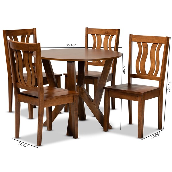 Baxton Studio Noelia Modern and Contemporary Transitional Walnut Brown Finished Wood 5-Piece Dining Set - 177-11379-10899-ZORO