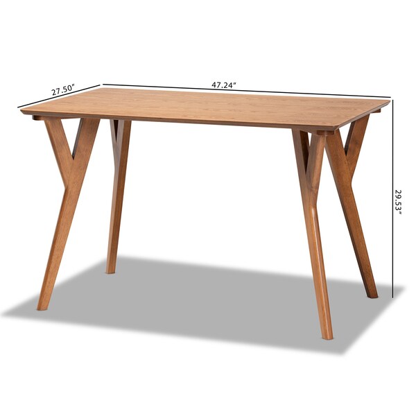 Baxton Studio Sahar Mid-Century Modern Transitional Walnut Brown Finished Wood Dining Table - 175-10840-ZORO