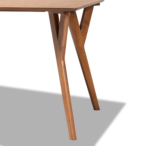 Baxton Studio Sahar Mid-Century Modern Transitional Walnut Brown Finished Wood Dining Table - 175-10840-ZORO