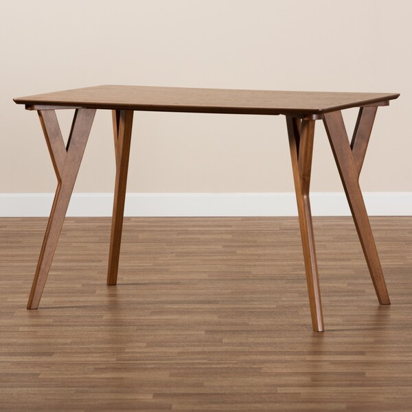 Baxton Studio Sahar Mid-Century Modern Transitional Walnut Brown Finished Wood Dining Table - 175-10840-ZORO