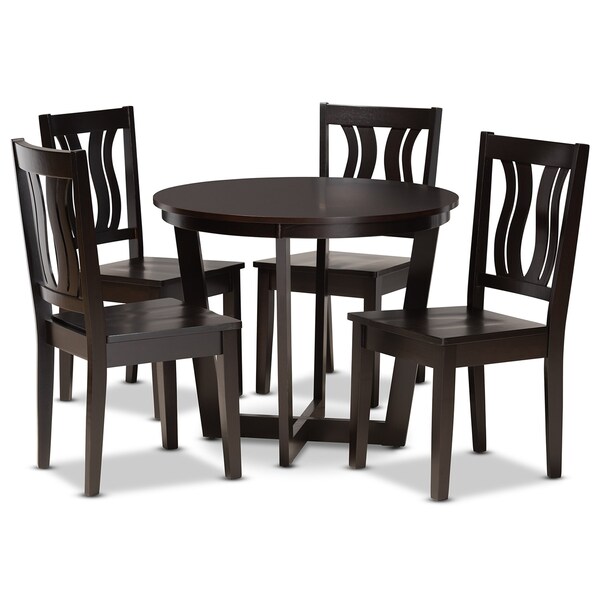 Baxton Studio Elodia Modern and Contemporary Transitional Dark Brown Finished Wood 5-Piece Dining Set - 177-11377-10898-ZORO