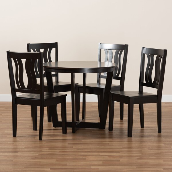 Baxton Studio Elodia Modern and Contemporary Transitional Dark Brown Finished Wood 5-Piece Dining Set - 177-11377-10898-ZORO