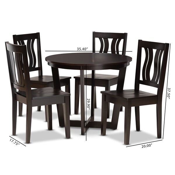 Baxton Studio Elodia Modern and Contemporary Transitional Dark Brown Finished Wood 5-Piece Dining Set - 177-11377-10898-ZORO