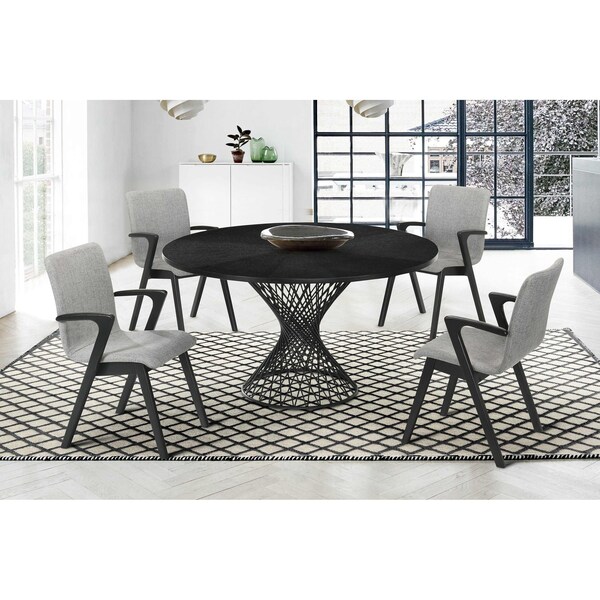 Armen Living Cirque and Varde 5 Piece Black Round Dining Set - SETCQDIBLK5A