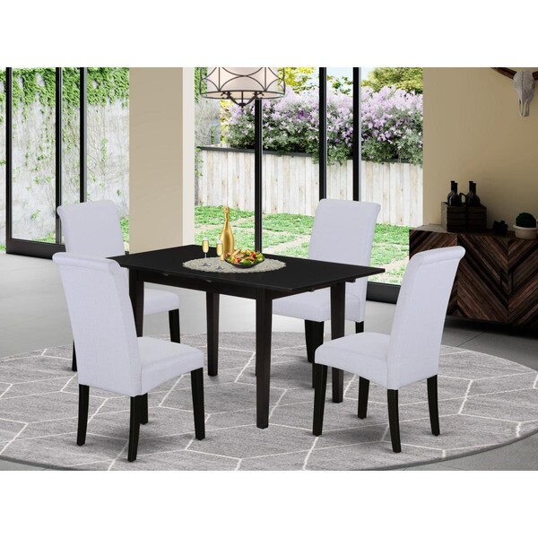 East West Furniture 5 Piece Norfolk Kitchen Dining Table Set - Black - NOBA5-BLK-05