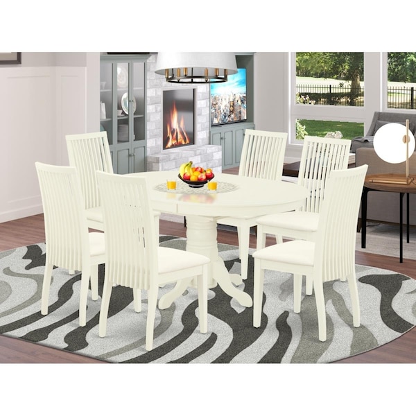 East West Furniture 7 Piece Avon Dinette Set - Linen White - AVIP7-LWH-C