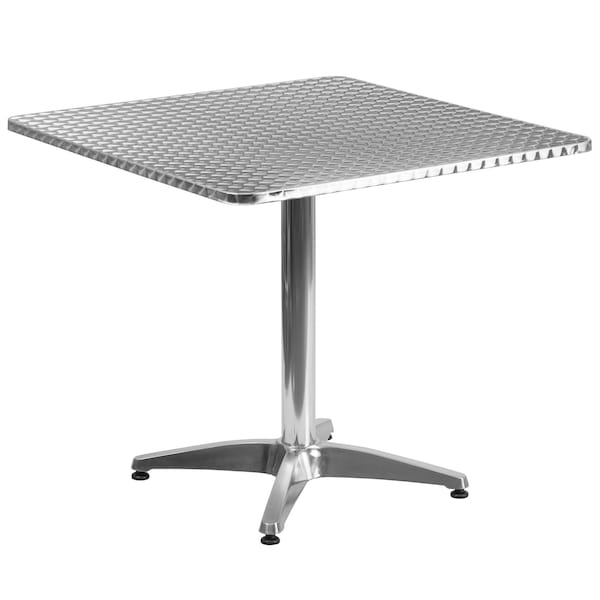 Flash Furniture Square Table Set, 31.5 W, 31.5 L, 27.5 H, Aluminum, Plastic, Stainless Steel, Grey - TLH-ALUM-32SQ-017BCHR2-GG
