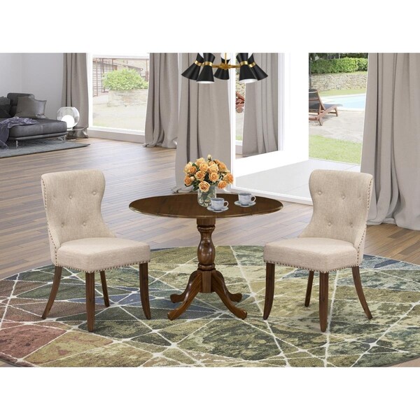 East West Furniture 3 Piece Dublin Dining Table Set - Acacia Walnut - DMSI3-AWA-04