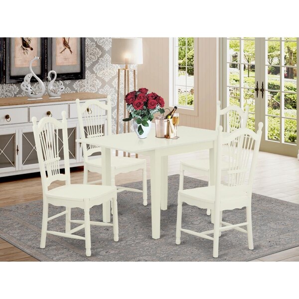 East West Furniture 5 Piece Norden Modern Dining Table Set - Linen White - NDDO5-LWH-W