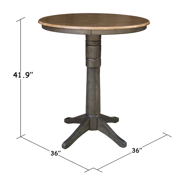 International Concepts Round 36 in Round Top Pedestal Table, 40.9 inH, Hickory/Washed Coal, 36 in W, 36 in L, 41.9 in H - K45-36RT-27B-6B-2