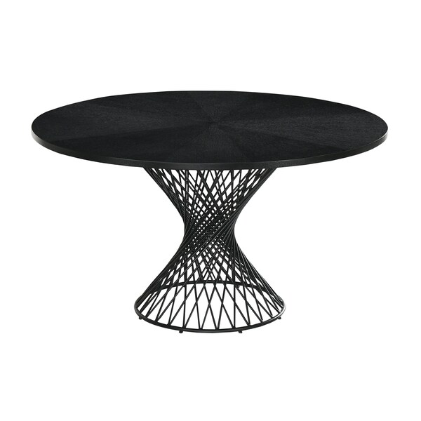 Armen Living Cirque and Jackie 5 Piece Black Round Dining Set - SETCQDIBLK5E