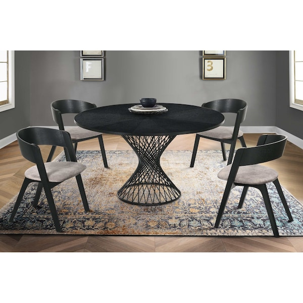 Armen Living Cirque and Jackie 5 Piece Black Round Dining Set - SETCQDIBLK5E