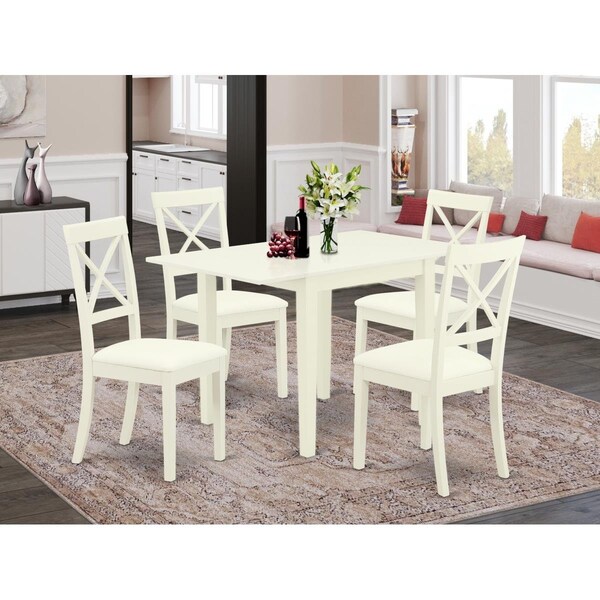 East West Furniture 5 Piece Norden Dining Room Table Set - Linen White - NDBO5-LWH-LC