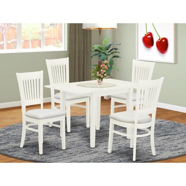 East West Furniture 5 Piece Norden Rectangular Dinette Set - Linen White - NDVA5-LWH-C