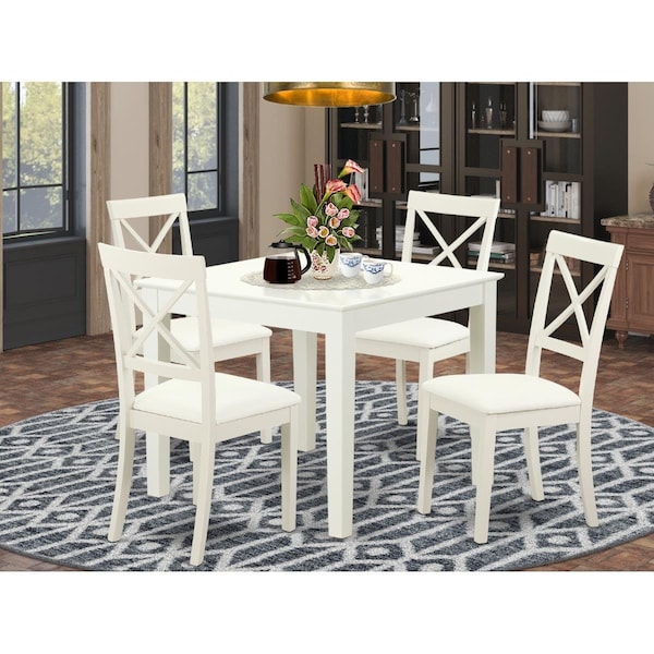 East West Furniture 5 Piece Oxford Dinette Table Set - Linen White - OXBO5-LWH-LC