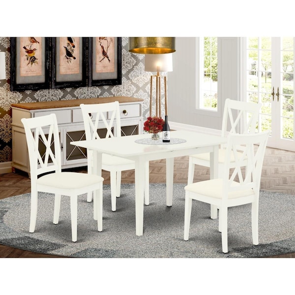 East West Furniture 5 Piece Norfolk Rectangular Dinette Set - Linen White - NOCL5-LWH-C