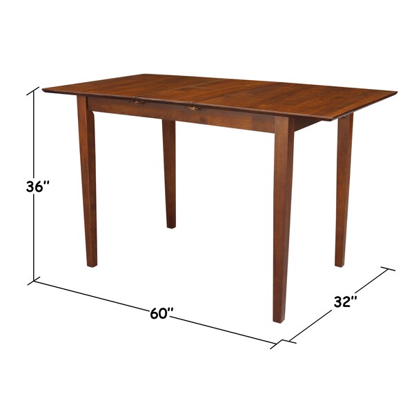International Concepts Rectangle Table with Butterfly Extension, Counter Height, Espresso, 32 in W, 60 in L, 36 in H, Wood - K581-T32X-36S