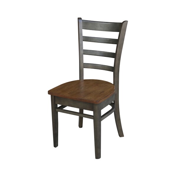 International Concepts Round 30 in Rd Top Pedestal Table, 2 Emily Chairs, Hickory/Washed Coal, 30 in W, 30 in L, 29.1 in H - K45-30RT-C617P