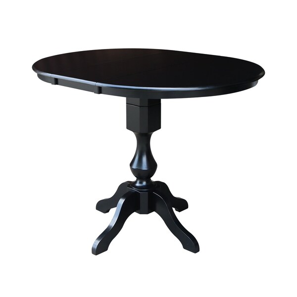 International Concepts 36 in. Round Counter Height Extension Dining Table w/12 in. Leaf and 4 Emily Counter Height Stools - K46-36RXT-11-S6172-4