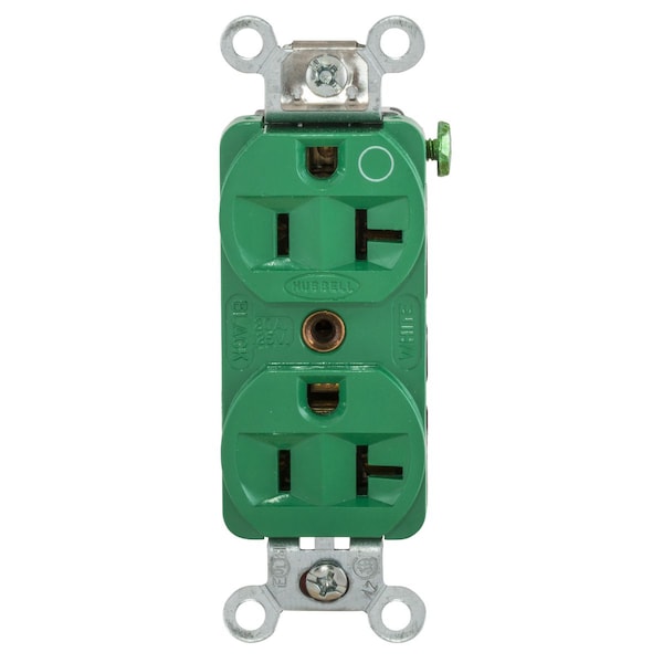 Hubbell Wiring Device-Kellems Hospital Grade Duplex Receptacle -Slender/Compact - HBL8300HGN