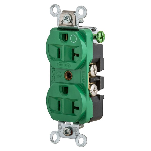 Hubbell Wiring Device-Kellems Hospital Grade Duplex Receptacle -Slender/Compact - HBL8300HGN