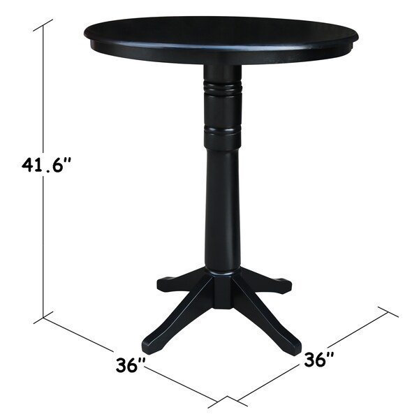 International Concepts Round 36 in Round Top Pedestal Table, 40.9 inH, Black, 36 in W, 36 in L, 40.9 in H, Wood, Black - K46-36RT-27B-6B-2