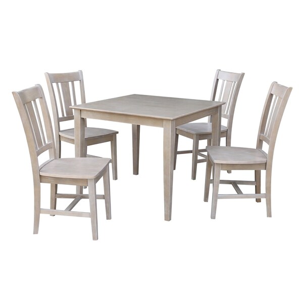 International Concepts Square 36X36 Dining Table with 4 San Remo Side Chairs, Washed Gray Taupe, 36 in W, 36 in L, 30 in H - K09-3636-C10-4
