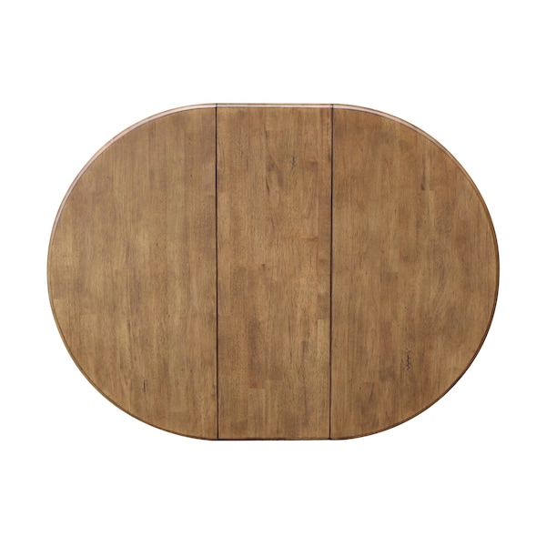 International Concepts Round 36 in Rd Top Ped Table, 12 in Leaf, Dining Ht, Hickory/Stone, 36 in W, 48 in L, 30.1 in H, Wood - K41-36RXT-27B