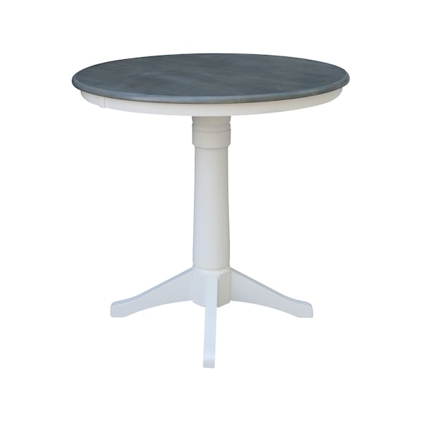 International Concepts Round 36 in Rd Top Pedestal Table, Bar Ht, White/Heather Gray, 36 in W, 36 in L, 41.9 in H, Wood - K05-36RT-27B-6B-2