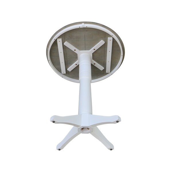 International Concepts Round 36 in Rd Top Pedestal Table, Bar Ht, White/Heather Gray, 36 in W, 36 in L, 41.9 in H, Wood - K05-36RT-27B-6B-2